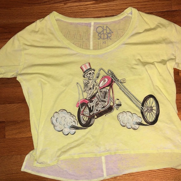 Chaser Tops - Yellow Grateful Dead Band-Tee-Chaser Brand